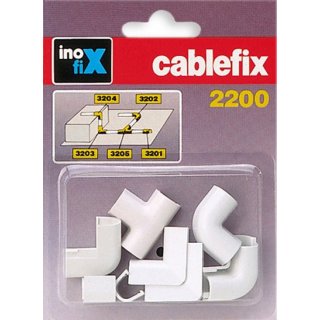 Inofix Cablefix Verbinder Eck-und T-St&uuml;cke f&uuml;r Kabelkanal 5,5 x 5 mm, 10-teilig, (wei&szlig;)