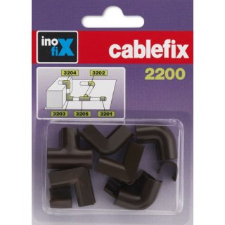 Inofix Cablefix Verbinder Eck-und T-St&uuml;cke f&uuml;r Kabelkanal 5,5 x 5 mm, 10-teilig, (braun)