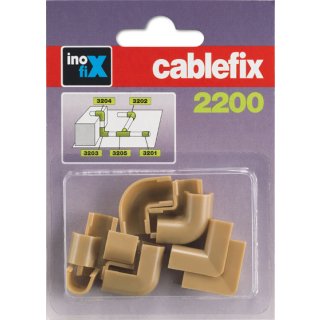 Inofix Cablefix Verbinder Eck-und T-St&uuml;cke f&uuml;r Kabelkanal 5,5 x 5 mm, 10-teilig, (beige)