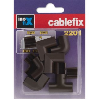 Inofix Cablefix Verbinder Eck-und T-St&uuml;cke f&uuml;r Kabelkanal 8 x 7 mm, 10-teilig, (braun)