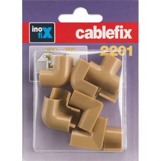 Inofix Cablefix Verbinder Eck-und T-St&uuml;cke f&uuml;r Kabelkanal 8 x 7 mm, 10-teilig, (beige)