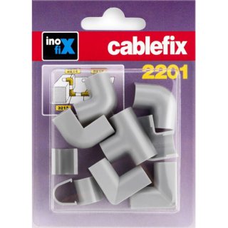 Inofix Cablefix Verbinder Eck-und T-St&uuml;cke f&uuml;r Kabelkanal 8 x 7 mm, 10-teilig, (grau metallic)