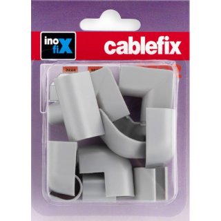 Inofix Cablefix Verbinder Eck-und T-St&uuml;cke f&uuml;r Kabelkanal 10,5 x 10 mm, 10-teilig, (grau metallic)