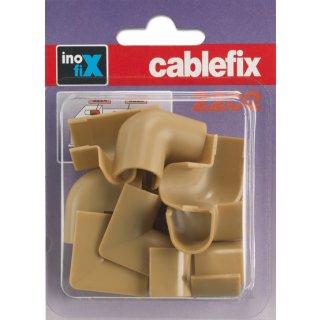 Inofix Cablefix Verbinder Eck-und T-St&uuml;cke f&uuml;r Kabelkanal 10,5 x 10 mm, 10-teilig, (beige)
